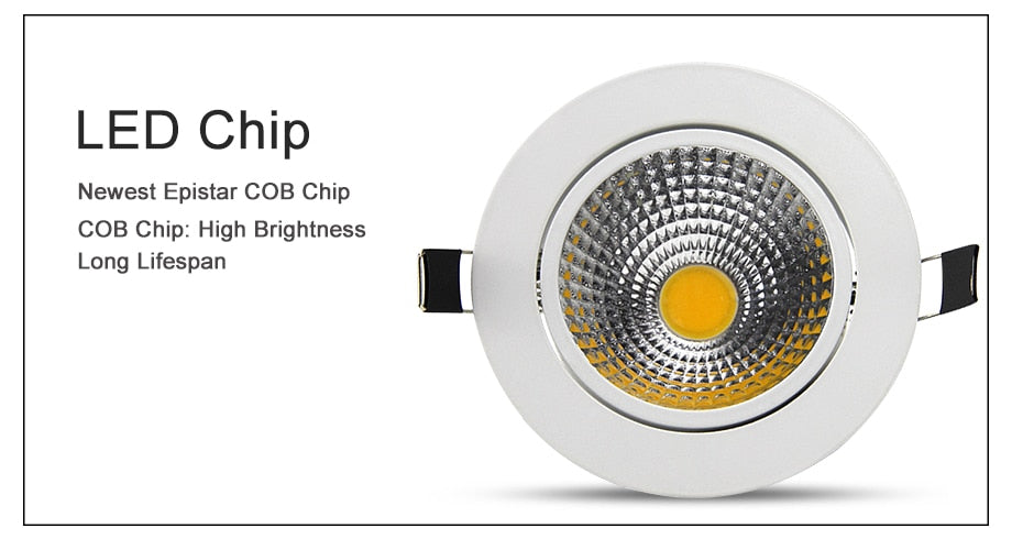 Super Bright Recessed LED Dimmable Downlight COB 5W 7W 10W 12W 3000K LED Ceiling Spot Light LED Ceiling Lamp AC 110V 220V