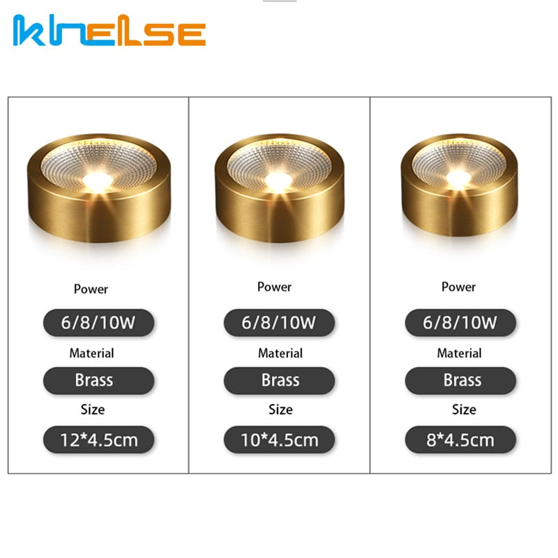 LED Downlight Surface Mounted Home Living Room Corridor Porch Hallway Aisle Embedded Brass Cob Downlight