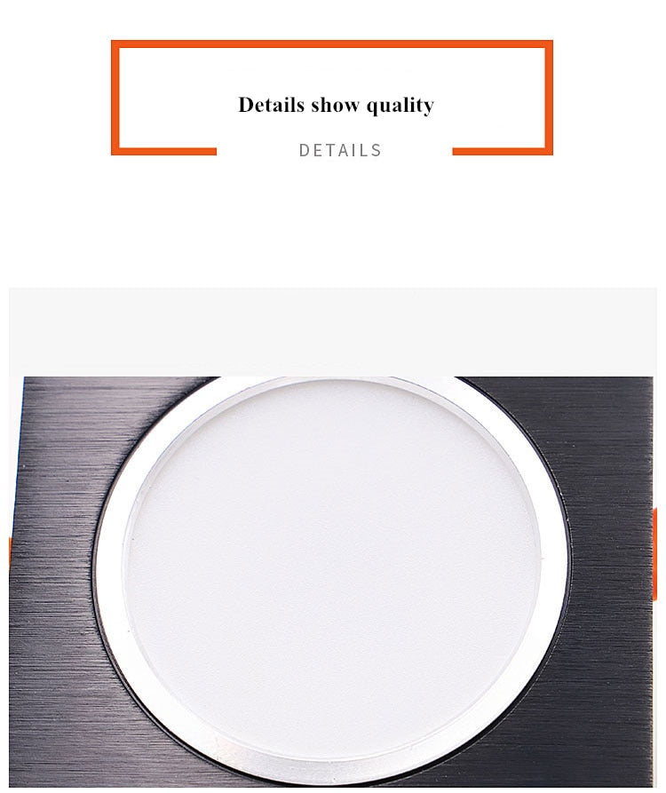 LED Downlights 3W 5W 7W 9W 12W AC85-265V Square Silver Black White LED Ceiling Lamp Down Light for Kitchen Home Indoor Lighting