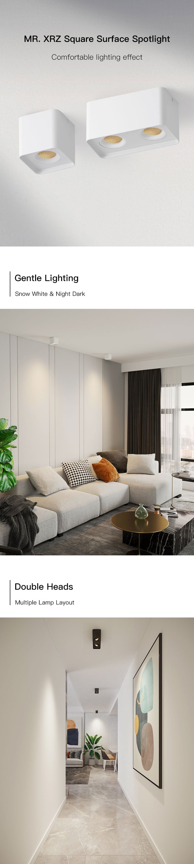 10W 20W Arc COB Led Downlight Surface Mounted Adjustable Square Ceiling Spot Lights Lamps For Indoor Home