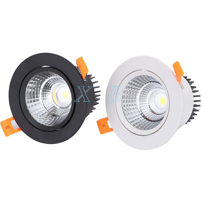 White Black LED COB Spotlight Ceiling lamp AC85-265V 3W 5W 7W 9W 12W 15W Aluminum recessed downlights round led panel light Spot
