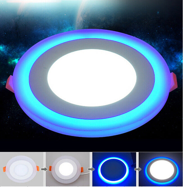 LED 6W 9W 16W 24W Ceiling Recessed panel Light Painel lamp home decoration round square Led Panel Downlight Blue+White 2 colors
