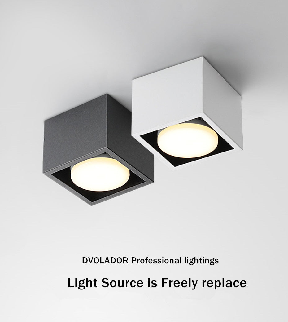 DBF Angle Adjust Square LED Surface Mount Downlight with Replaceable LED Lamp 7W 9W 12W LED Spot Light for Living room Bedroom
