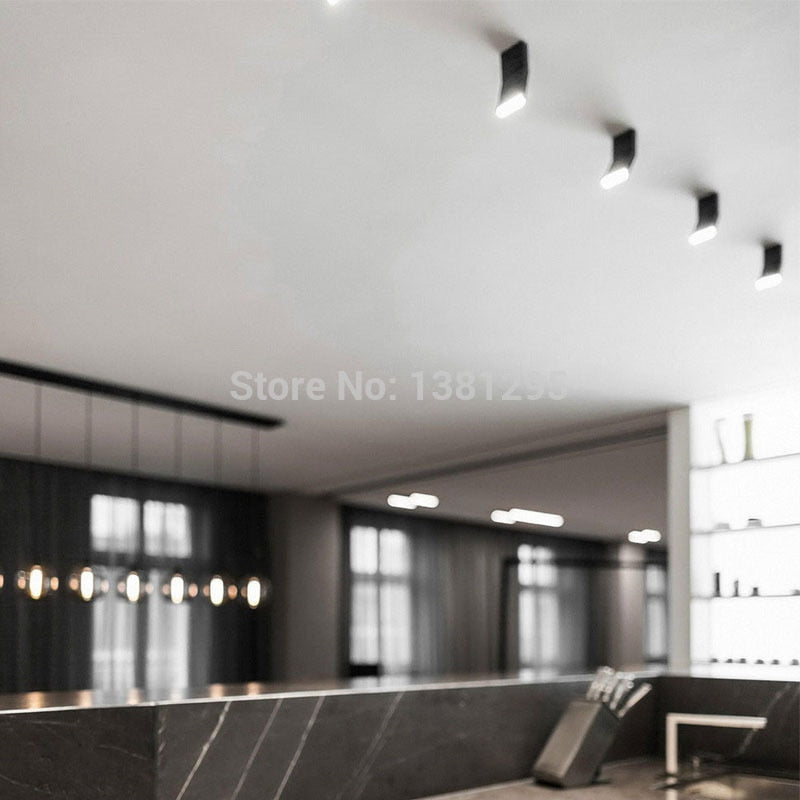 LED Surface Mounted 1PCS Downlight Spotlight 12W Black White Rotatable 3000K 4000K 6000K Home Lamp Adjustable Ceiling Spot Light