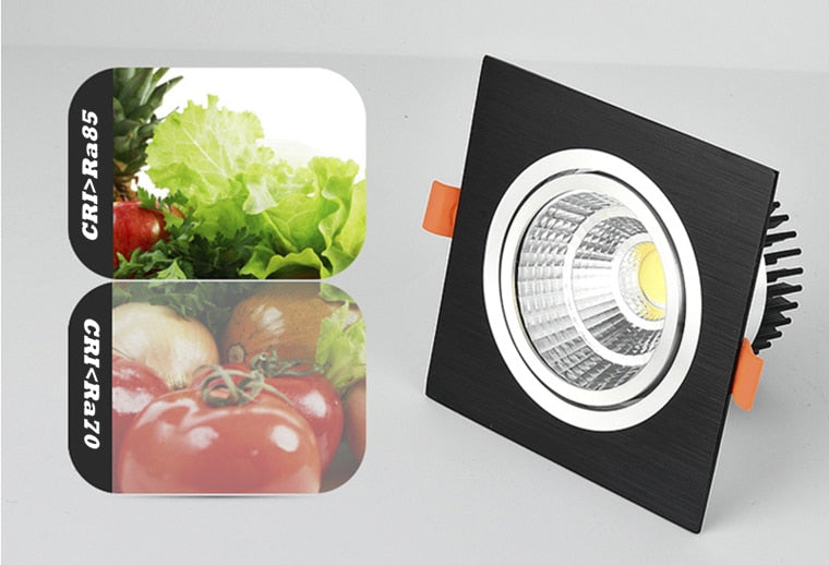 Recessed Square Dimmable LED Downlights 7W 9W 12W COB LED Ceiling Lamp AC85-265V Warm/Cold White LED Spot Lights Indoor Lighting