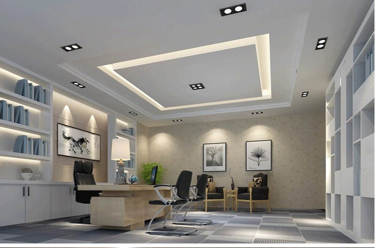 Black Super Bright Recessed square LED Dimmable Downlight COB 10w 20W 30w LED Spot light LED decoration Ceiling Lamp