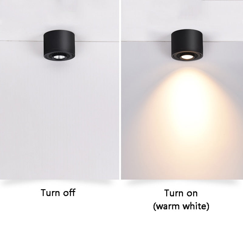 Dimmable Surface Mounted LED COB Downlight White/Black AC85-265V 360 Degree Rotating LED Spot Light 15W 9W 7W 5W Ceiling lamp