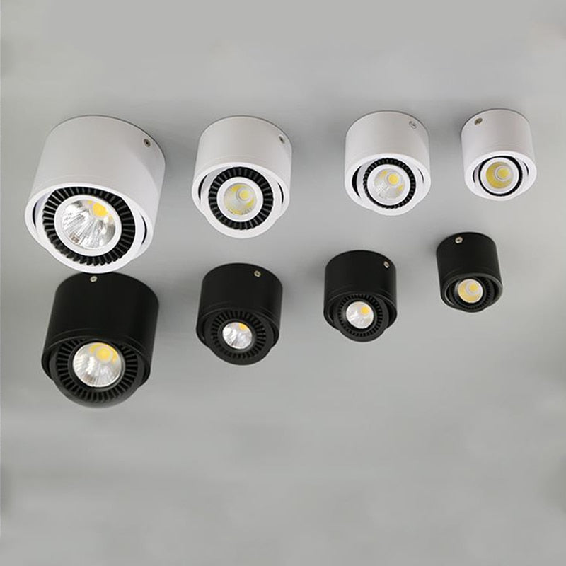 Dimmable Surface Mounted LED COB Downlight White/Black AC85-265V 360 Degree Rotating LED Spot Light 15W 9W 7W 5W Ceiling lamp