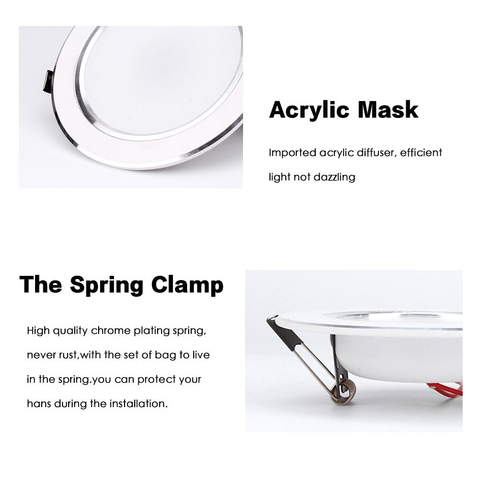 LED Downlight 3W 5W 7W 9W 12W 15W Round Recessed Lamp 220V 230V 240V 110V Home Decor Bedroom Kitchen Indoor Spot Lighting