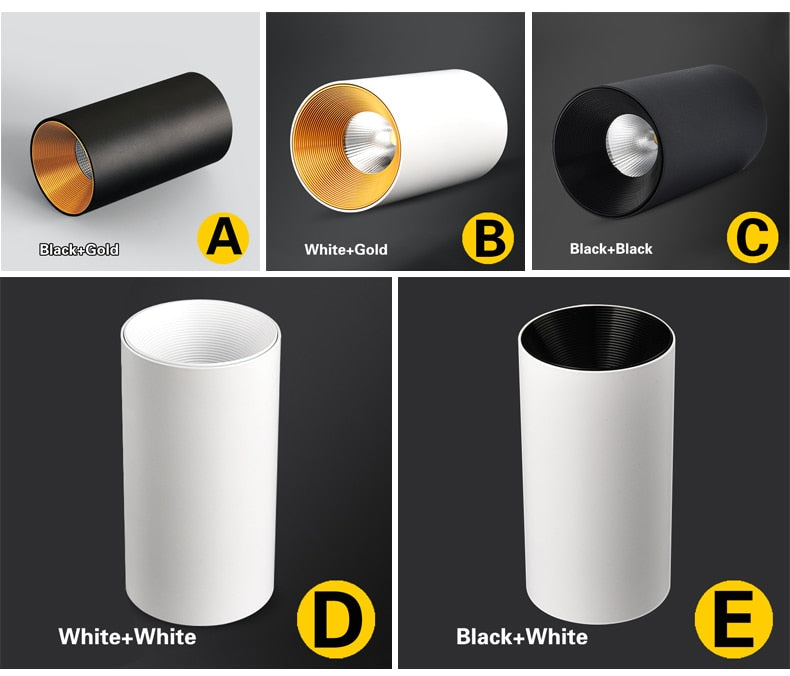 LED Downlights Surface Mounted Tube Ceiling Lamp 7W 12W COB Spotlight Downlighters 110V 220V Light Fixtures