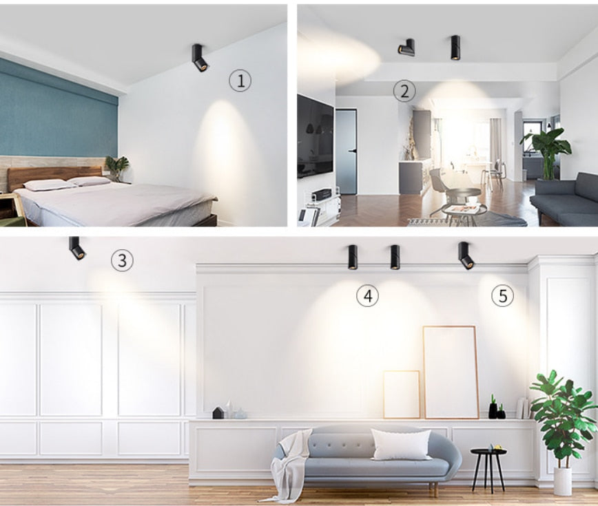 Dimmable Rotating LED Downlights 10W/15W/20W COB LED Ceiling Spot Lights AC110-220V LED Wall Lamp Warm Cold White Indoor Lighting