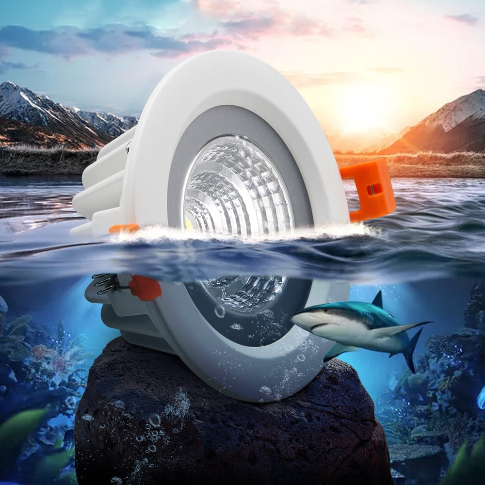DBF Black/White IP65 Waterproof Recessed LED COB Downlight SMD5730 5W 7W 12W 15W Spot Light Bathroom Ceiling Lamp AC 110V/220V