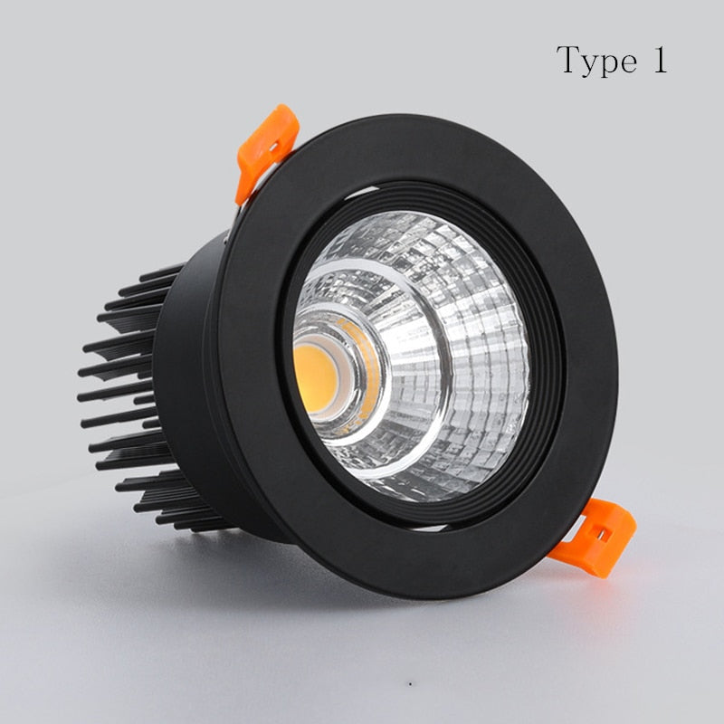Round Dimmable Recessed COB LED Downlights 5W 7W 9W 12W 15W LED Ceiling Spot Lights AC85~265V LED Ceiling Lamps Indoor Lighting