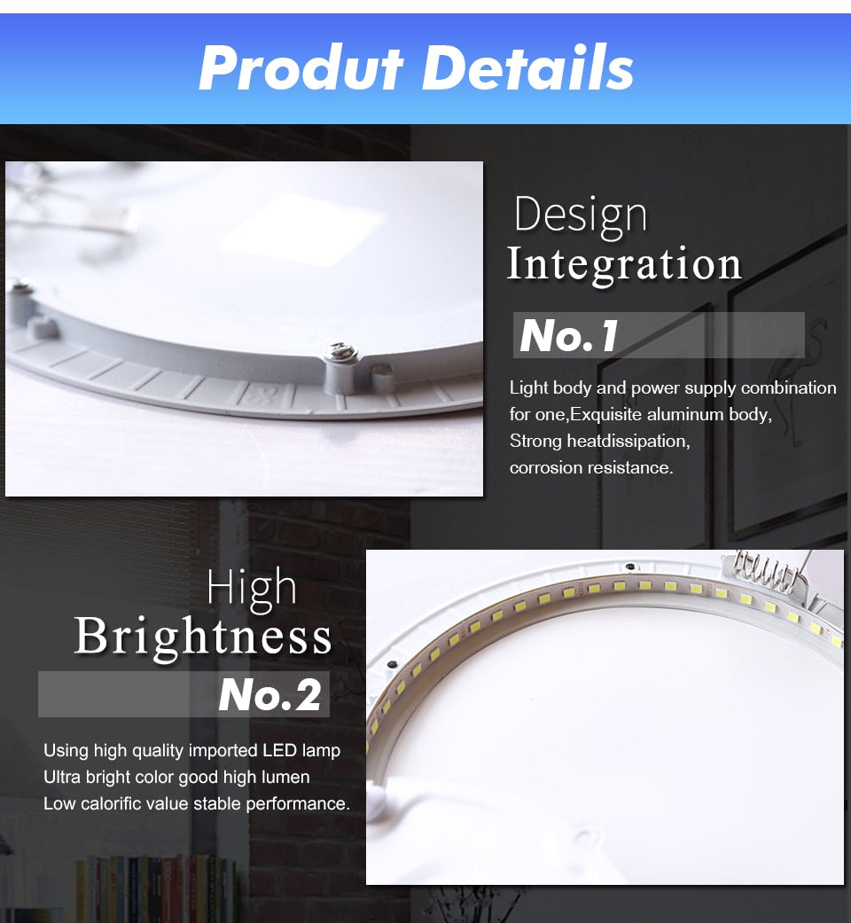Ultrathin LED Downlight LED Round Panel Light 3W 6W 9W 12W 15W 18W Led Ceiling Recessed Grid Downlight Lamp Lighting 110V 220V