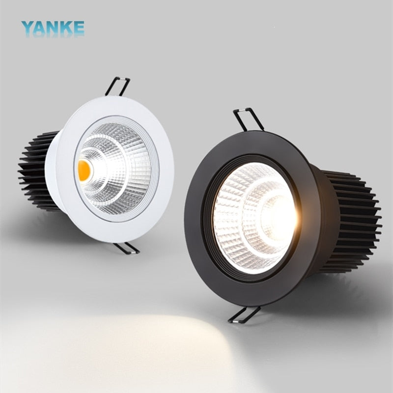 Dimmable round led spotlight embedded downlight AC86V~260V black and white ceiling light 3W~25W open-hole home lighting