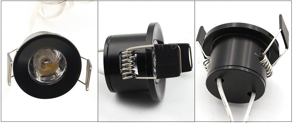 LEDIARY LED Mini Cabinet Downlights 12V Silvery White Black 1.5W 27mm Cut Hole Recessed Mounted Ceiling Spot Lamp For Study Room