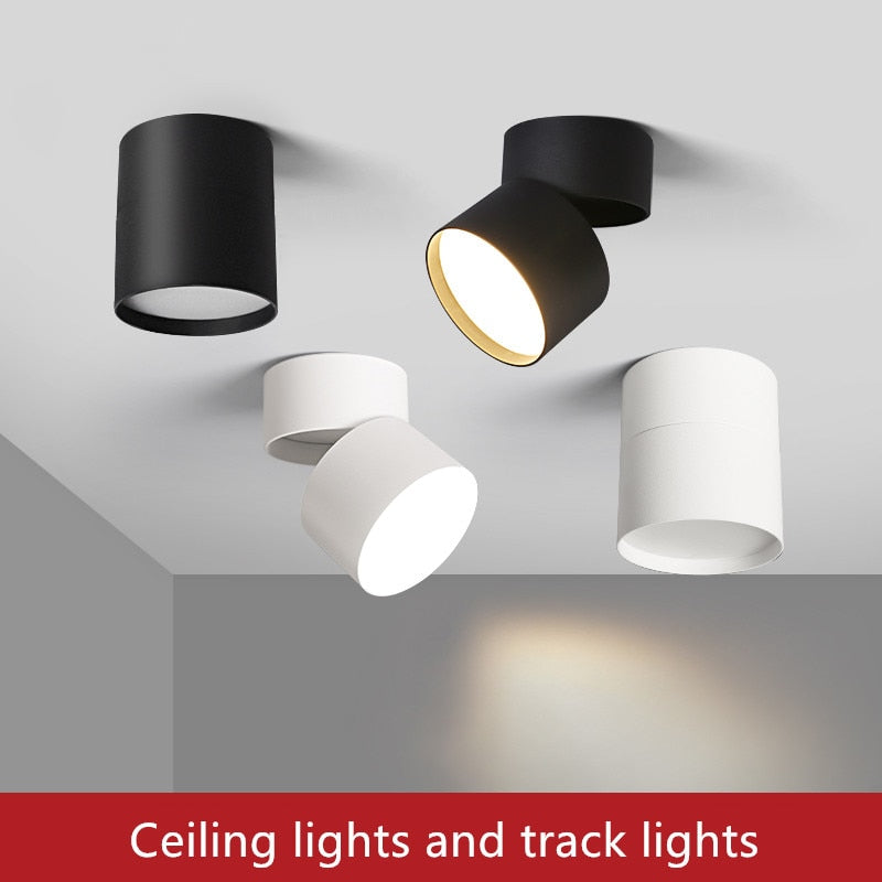 Dimmable and rotatable ceiling light 7W/12W/15W AC85V-285V LED surface mounted downlight astigmatism track light