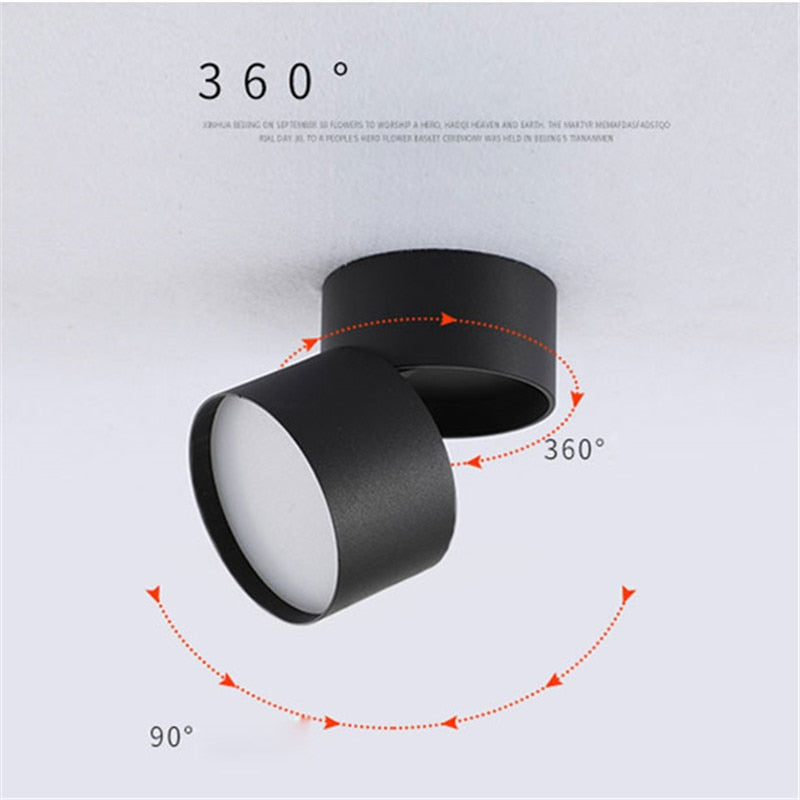 Dimmable and rotatable ceiling light 7W/12W/15W AC85V-285V LED surface mounted downlight astigmatism track light