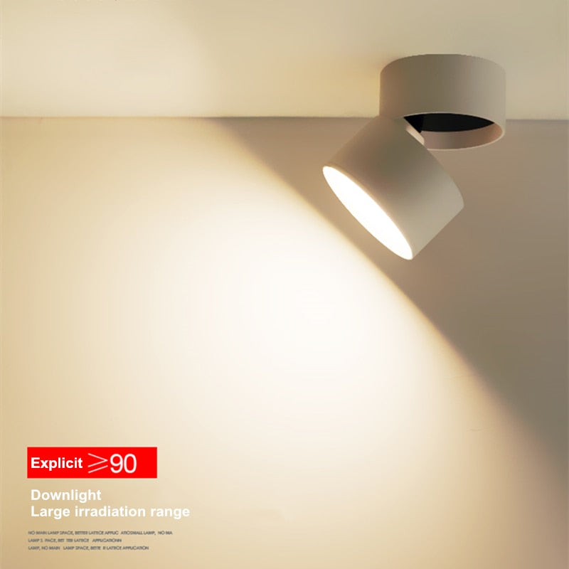 Dimmable and rotatable ceiling light 7W/12W/15W AC85V-285V LED surface mounted downlight astigmatism track light