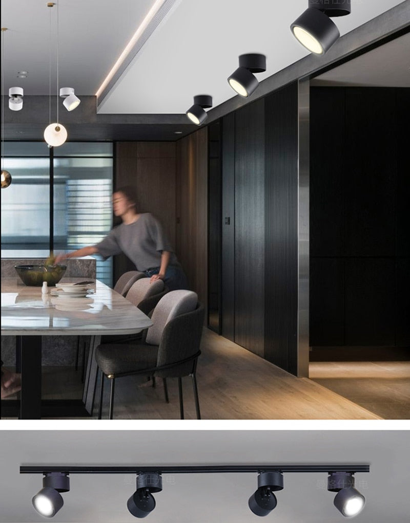 Dimmable and rotatable ceiling light 7W/12W/15W AC85V-285V LED surface mounted downlight astigmatism track light