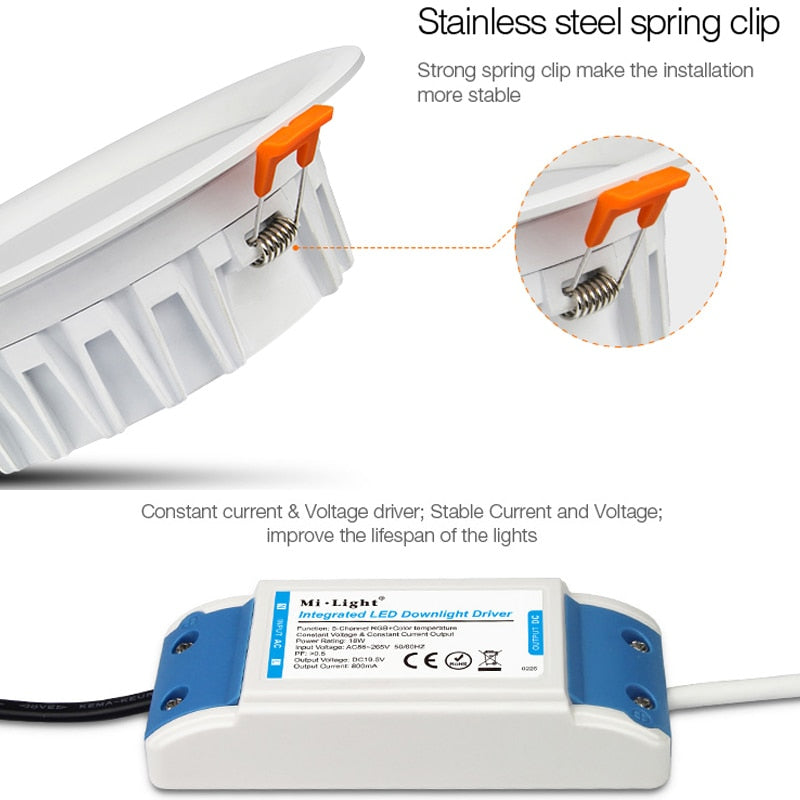 LED light Downlight dimmable smart Indoor living room light AC220V 18W RGB+CCT can Mobile phone/2.4G remote/wifi/voice control