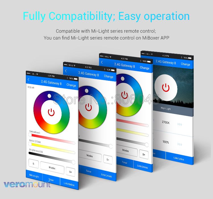 Milight 15W LED Downlight IP54 Waterproof AC86-265V RGB+CCT Dimmable Reccessed Light FUT069 WiFi Compatible 2.4G Wireless Remote