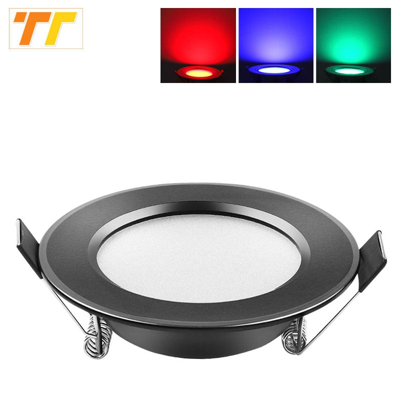Ultra Bright Round black LED Downlight 3W 5W 7W 9W 12W 15W Aluminum AC110V 220V LED Down Light Red blue green Recessed Spot