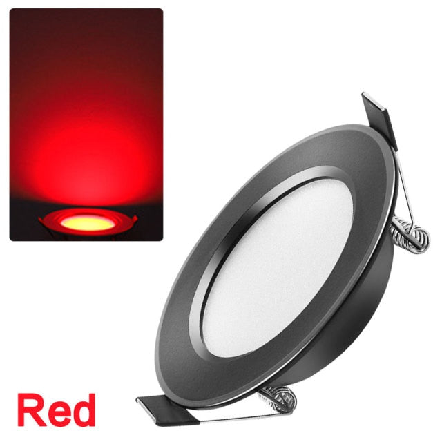 Ultra Bright Round black LED Downlight 3W 5W 7W 9W 12W 15W Aluminum AC110V 220V LED Down Light Red blue green Recessed Spot