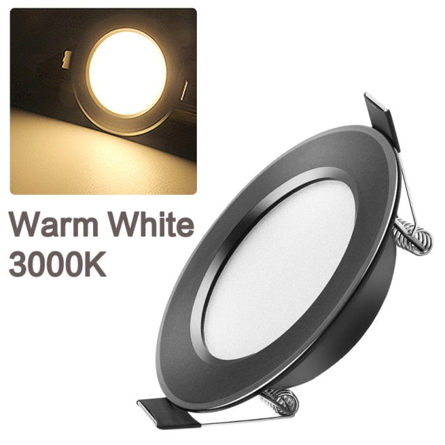 Ultra Bright Round black LED Downlight 3W 5W 7W 9W 12W 15W Aluminum AC110V 220V LED Down Light Red blue green Recessed Spot