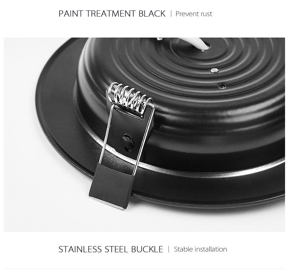 Ultra Bright Round black LED Downlight 3W 5W 7W 9W 12W 15W Aluminum AC110V 220V LED Down Light Red blue green Recessed Spot