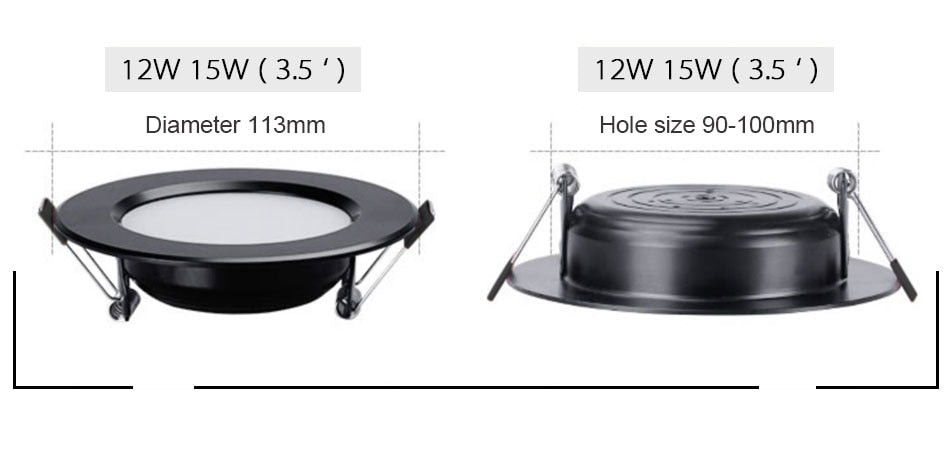 Ultra Bright Round black LED Downlight 3W 5W 7W 9W 12W 15W Aluminum AC110V 220V LED Down Light Red blue green Recessed Spot