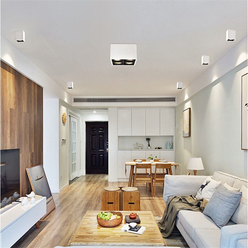 Super Brightness 1pcs AC 85-230V Square Surface Mounted LED COB Dimmable Downlights 10W 12W 20W 24W LED Ceiling Lamp Spot Light