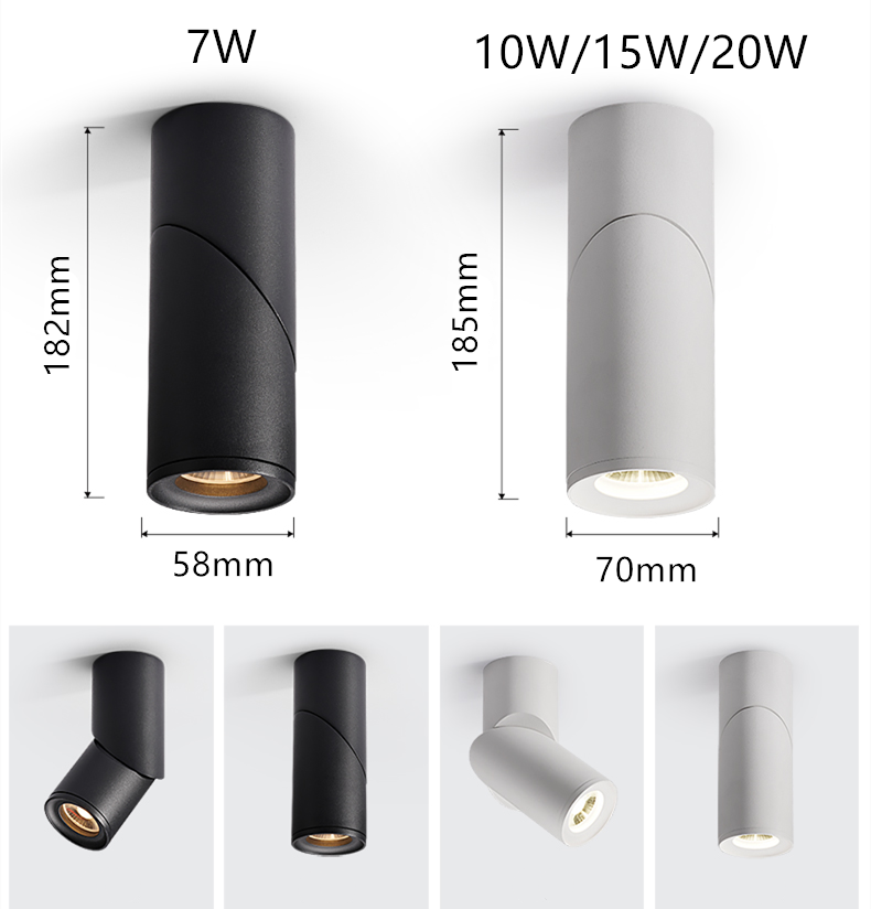 Dimmable Rotating LED Downlights 10W 15W 20W COB LED Ceiling Spot Lights AC110-220V LED Warm Cold White Indoor Lighting