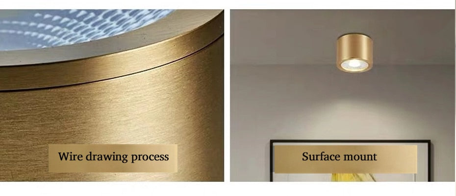 Copper Surface Mounted Ceiling Downlight 7W LED Ceiling Spot Light for Living Room Bedroom Corridor Spot Light Home Fixture