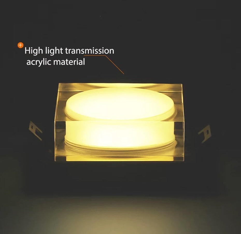 New Square Dimming LED Crystal Downlight LED Ceiling Spot Light Gold/Chrome recessed lamp kitchen Lighting for home decoration