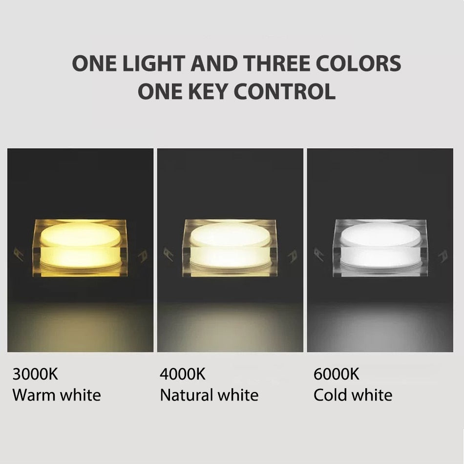 New Square Dimming LED Crystal Downlight LED Ceiling Spot Light Gold/Chrome recessed lamp kitchen Lighting for home decoration