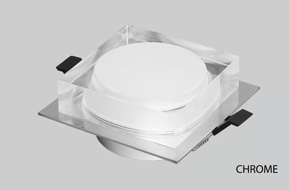 New Square Dimming LED Crystal Downlight LED Ceiling Spot Light Gold/Chrome recessed lamp kitchen Lighting for home decoration