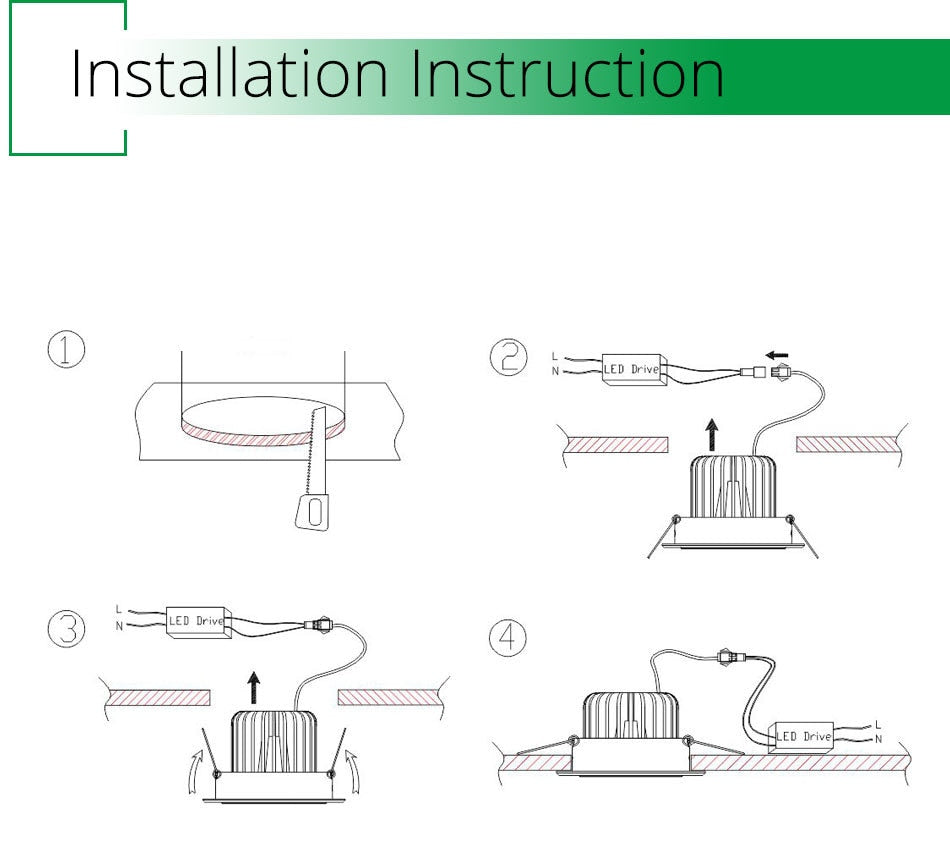 White Ceiling LED Recessed Downlight 7W 12W 18W Dimmable Spot Down Light Aluminum AC Kitchen Lamp COB Foyer Lighting Round Lamp