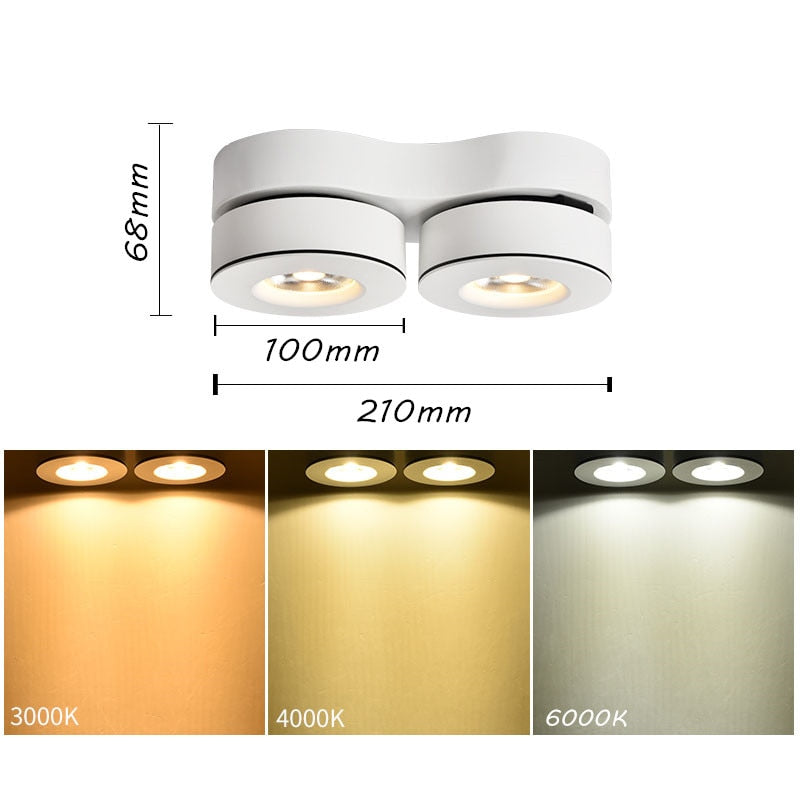 Dimmable Surface Mounted LED Downlights Angle Adjustable COB Ceiling Lamp Spot Lights 24w 20w Rotating LED Light AC85-265V