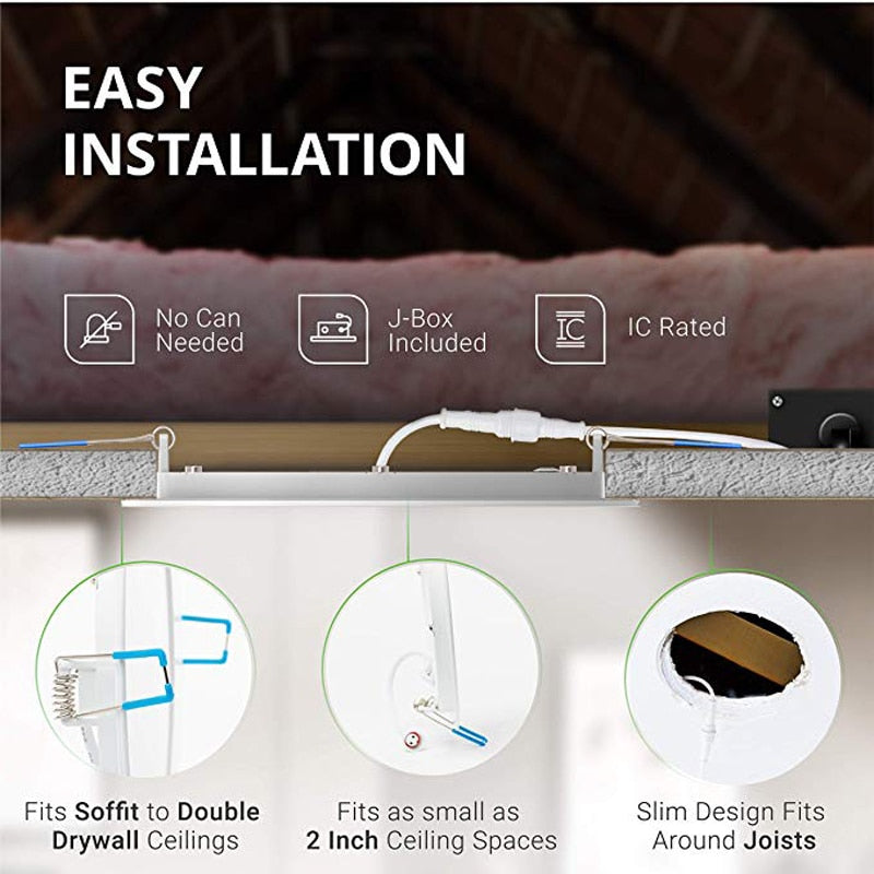 QLTEG 20pcs LED downlight 3W 6W 9W 12W 15W 18W 24W IC Rated LED Recessed Low Profile Slim Round Panel Light with Junction Box