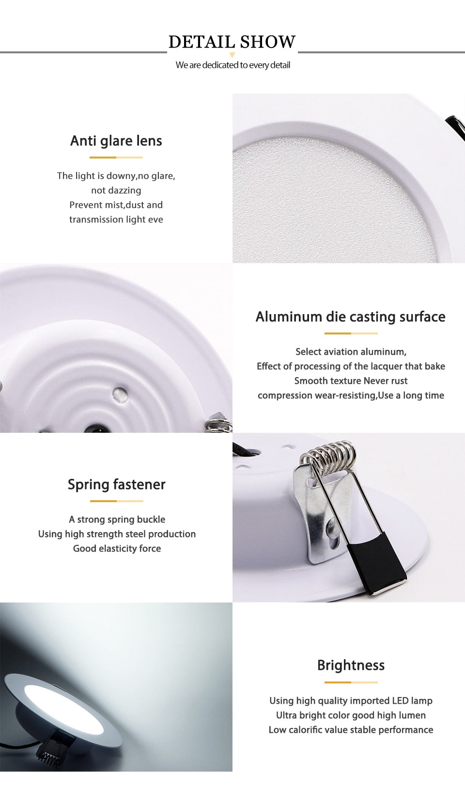 LED Downlight 5W 7W 9W 12W 15W Recessed Round LED Ceiling Lamp AC 220V 230V 240V Warm White Cold White Indoor Lighting