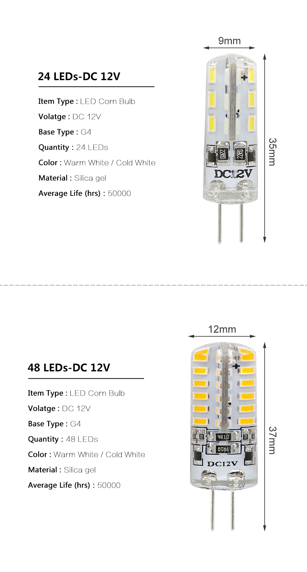 G4 LED Bulb Lamp SMD 3014 DC 12V AC 220V White/Warm White Light replace 10W 20W 30W Halogen Spotlight Chandelier