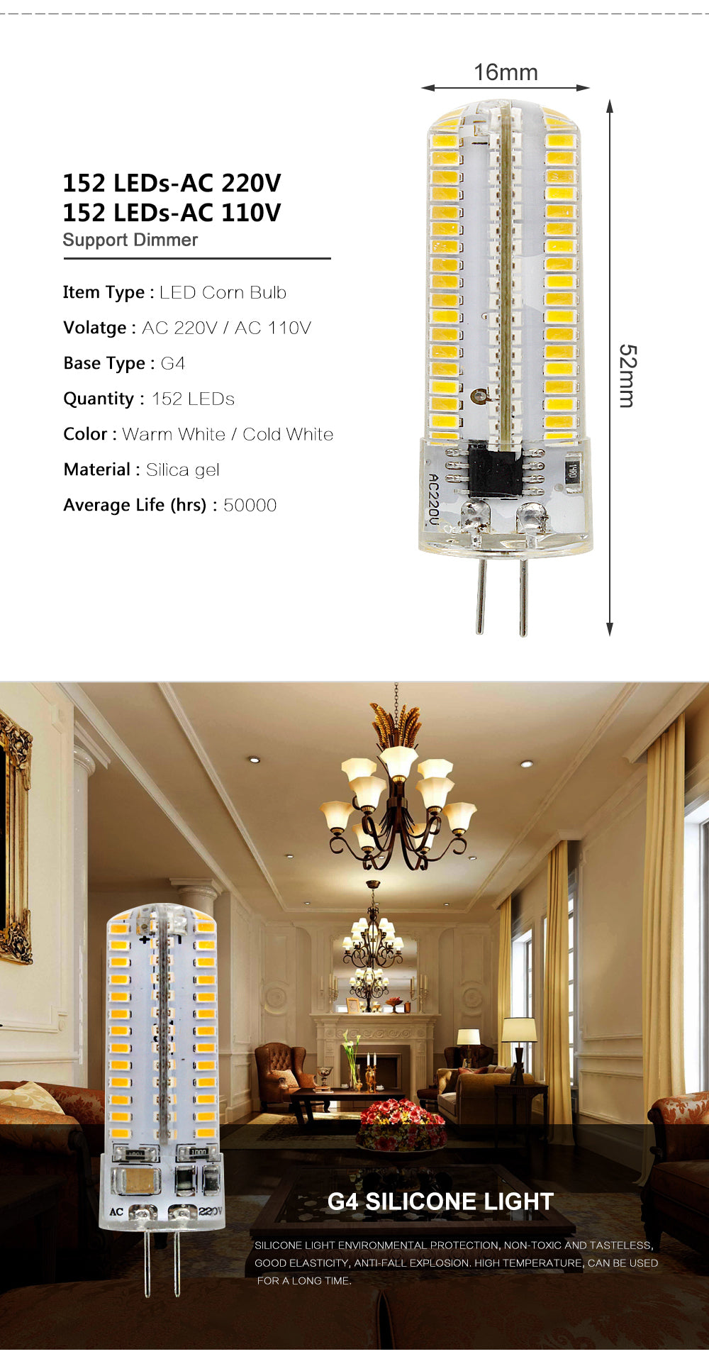 G4 LED Bulb Lamp SMD 3014 DC 12V AC 220V White/Warm White Light replace 10W 20W 30W Halogen Spotlight Chandelier