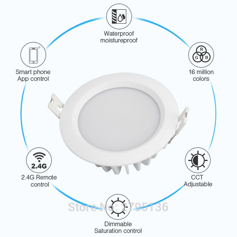 LED 6W RGB+CCT Waterproof led downlights IP54 110V 220v Moistureproof smart Led light recessed led ceiling for living room bathroom