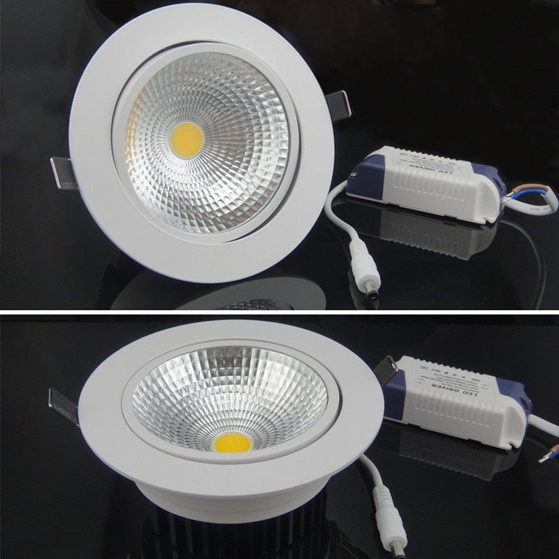 Recessed LED Ceiling Downlight 5W 7W 10W 15W 20W 25W Dimmable COB Down Light Lamp AC85V-265V White/Warm LED Spot light