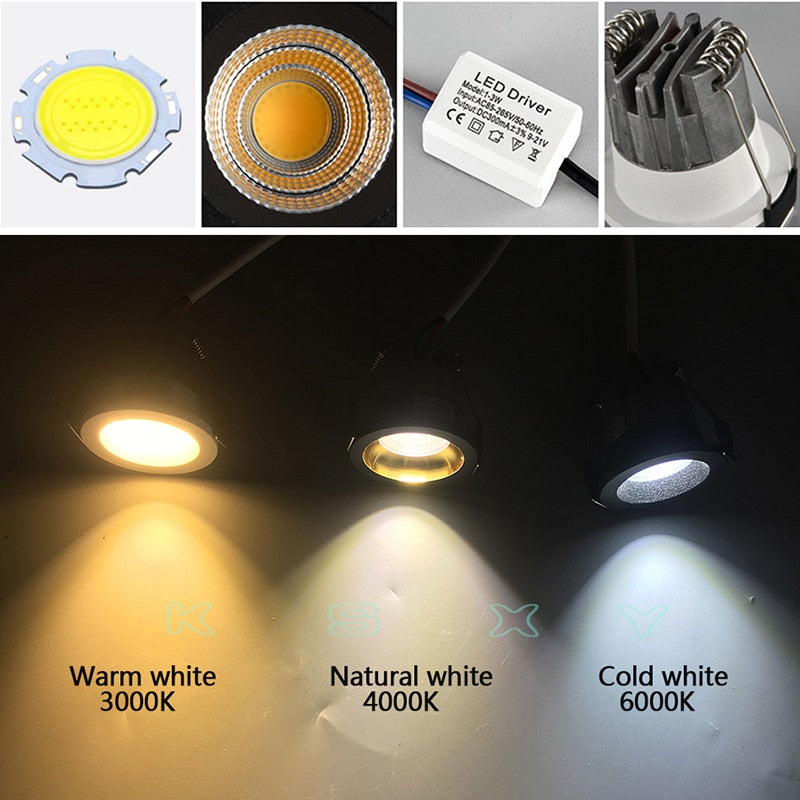 LED mini 10 pcs Downlight Under Cabinet Spot Light 3W for Ceiling Recessed Lamp AC85-265V Dimmable Down lights with driver