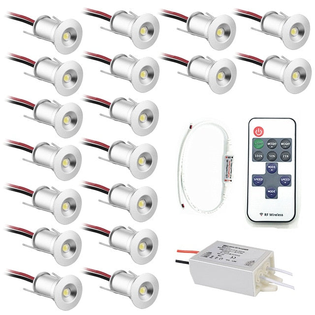 LED 12V Downlight Dimmable Spotlight IP65 Foco Led Stair Light 1W Cabinet Showcase Ceiling light with Remote Controller IP67 Driver