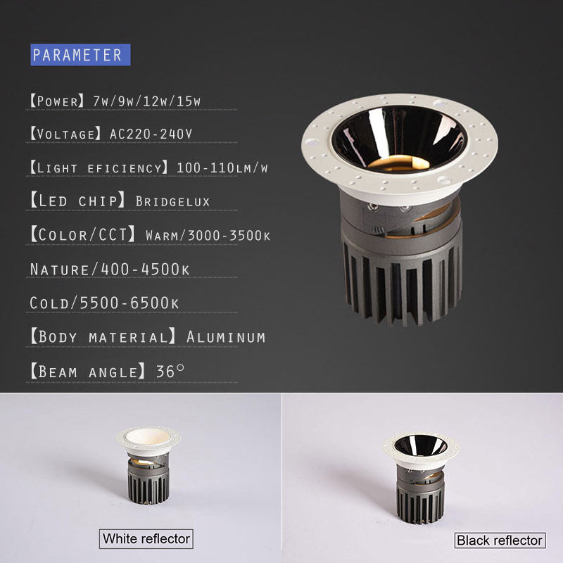 No Flickering Anti Glare LED Recessed Downlight 7W 12W LED Ceiling Spot Light For Hotel Corridor Bedroom Living Room