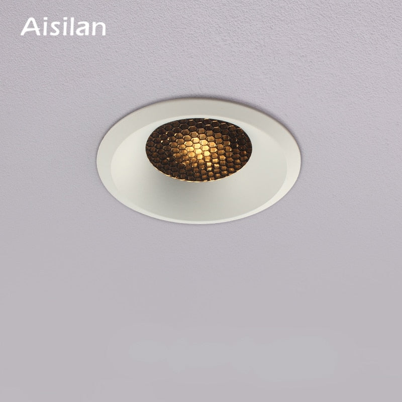 Aisilan LED Ultra-thin spot light honeycomb anti-glare downlight living room bedroom Aperture size 7.5CM hole light