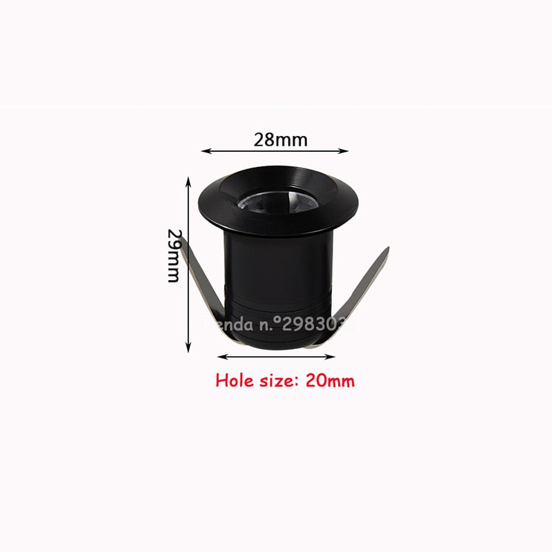 Silvery/Black/White/Golden Mini LED Downlights 1W 3W 20mm 85V-265V Jewelry Display Ceiling Recessed Cabinet Spot Lamp DC12 24V